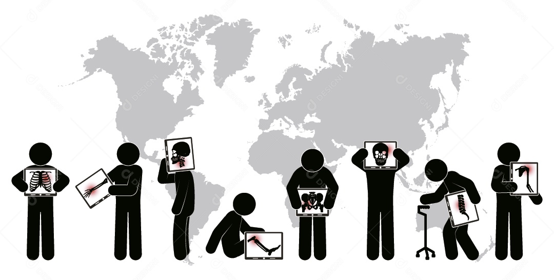 Lesão em Vários Partes do Mundo Ilustração Vetor EPS