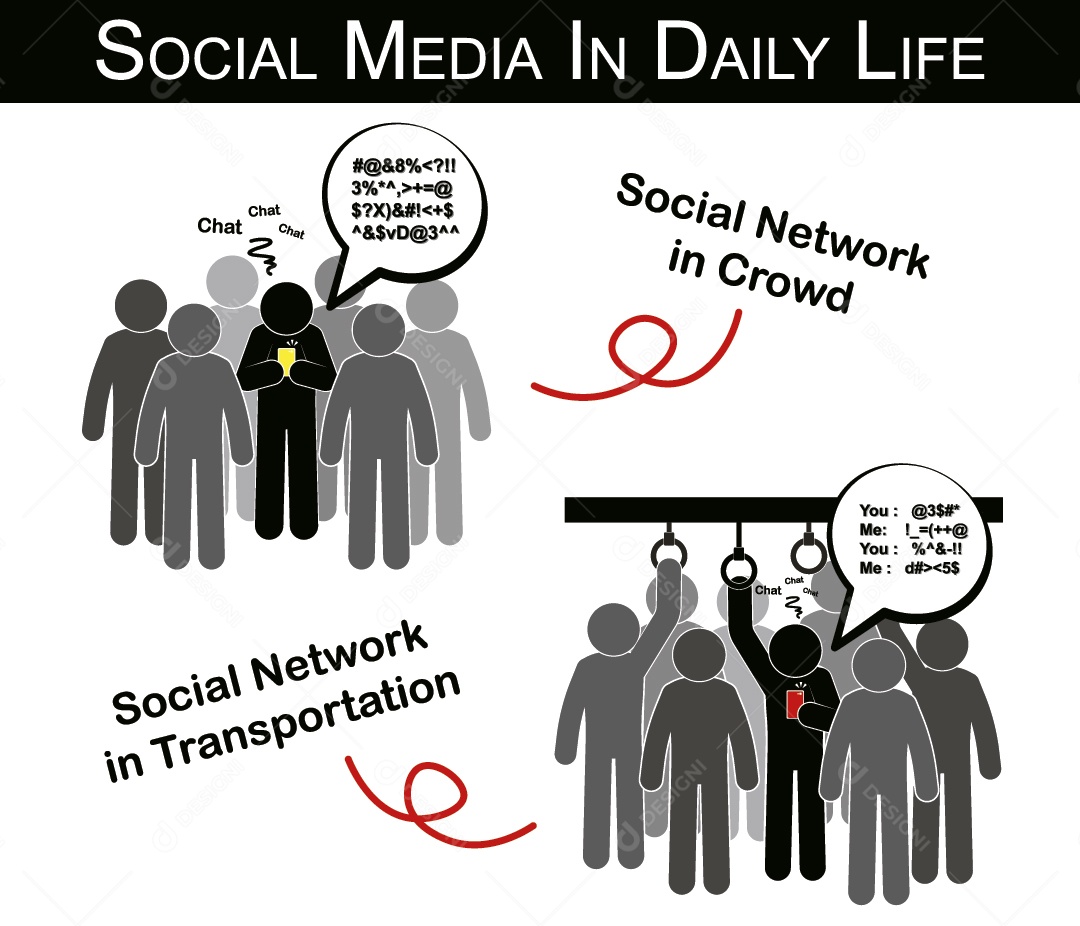 Mídia Sociais na Vida Diária Vetor EPS