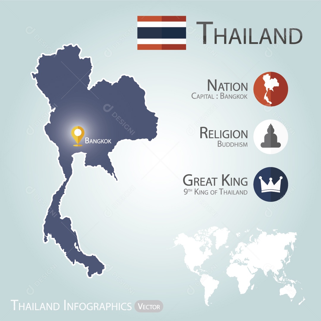 Mapa da Tailândia Ilustração Vetor EPS