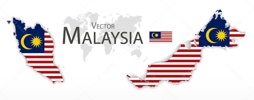 Mapa da Malásia Ilustração Vetor EPS