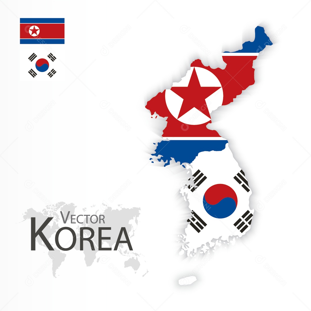 Mapa da Coreia do Sul e do Norte Ilustração Vetor EPS