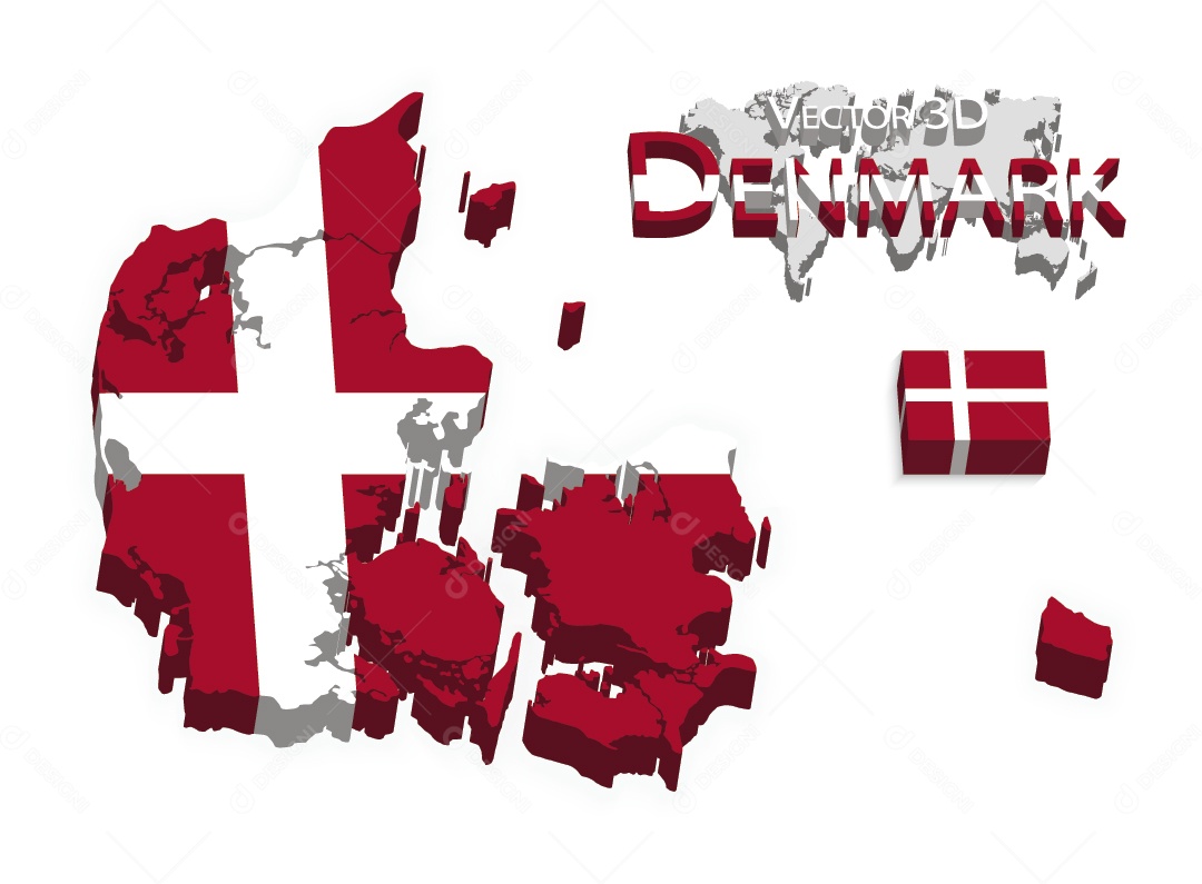Mapa da Dinamarca Ilustração Vetor EPS