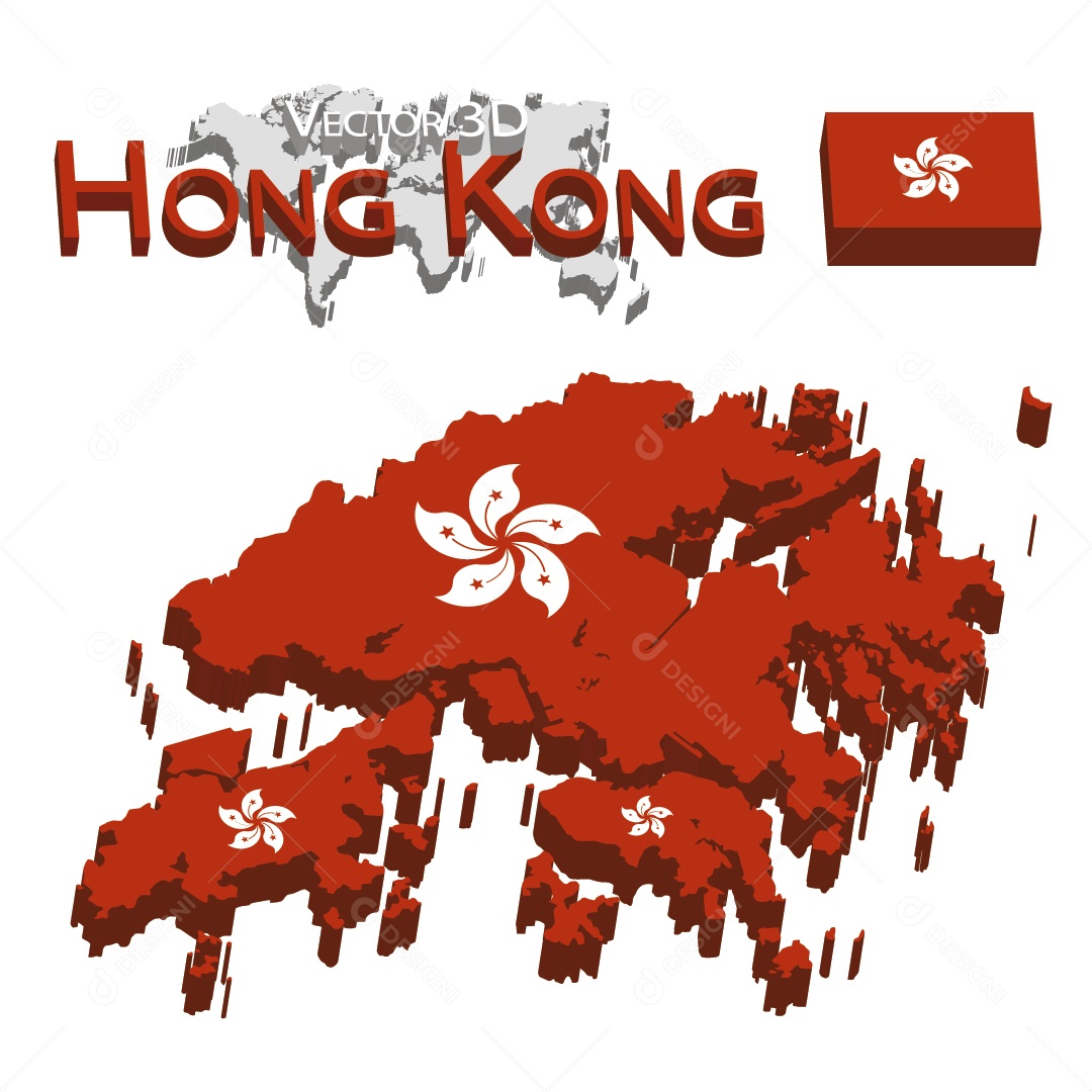 Mapa de Hong Kong Ilustração Vetor EPS
