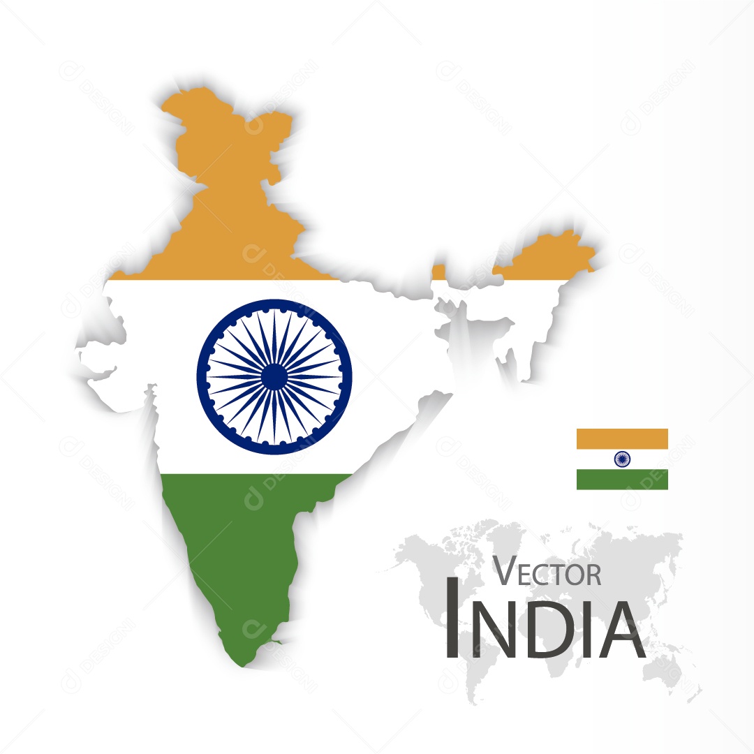 Mapa da Índia Ilustração Vetor EPS