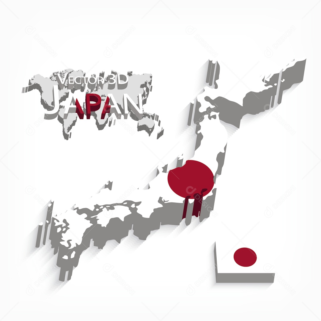 Mapa do Japão Ilustração Vetor EPS