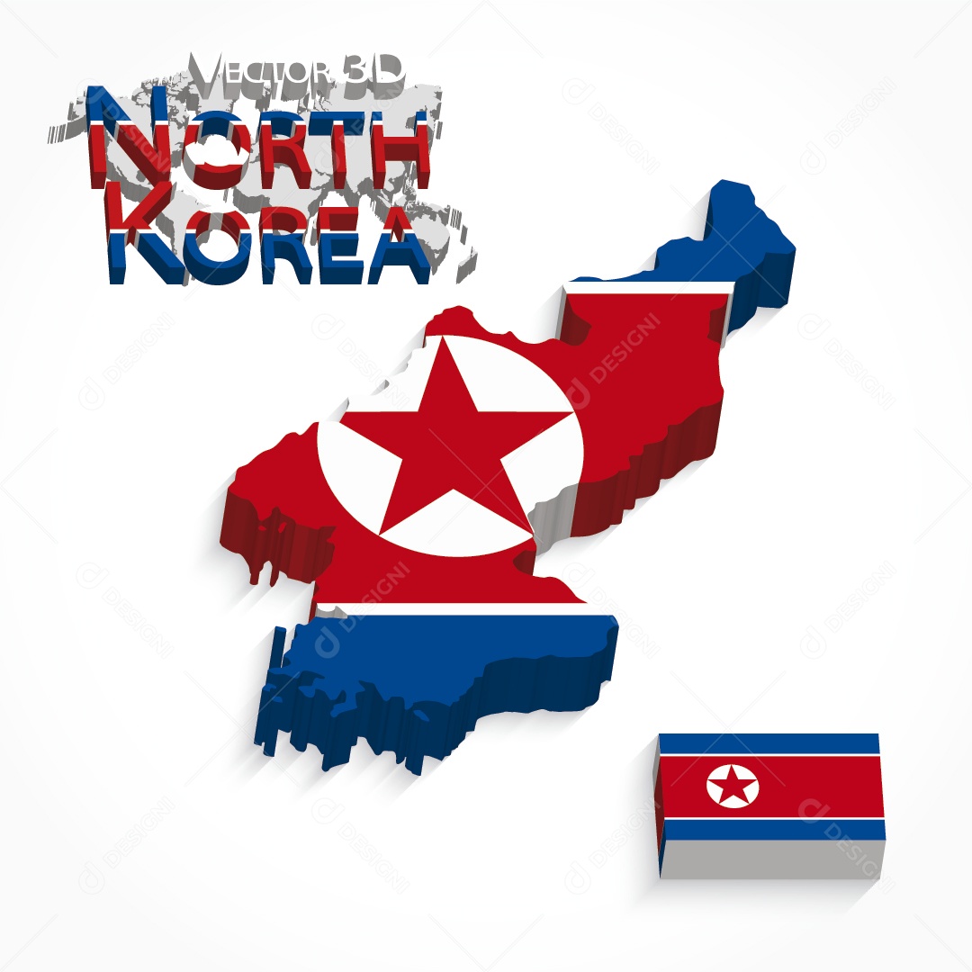 Mapa 3D da Correia do Norte Ilustração Vetor EPS