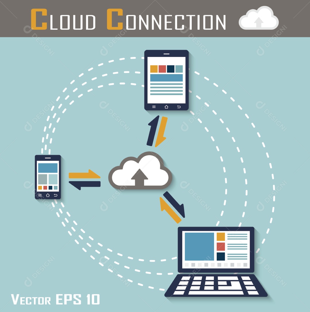 Conexão de Nuvem Ilustração Vetor EPS