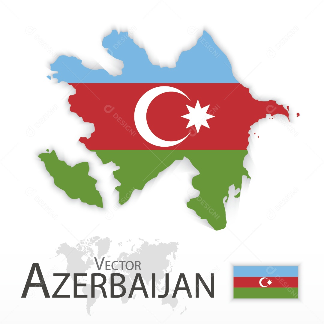 Mapa do Azerbaijão Ilustração Vetor EPS