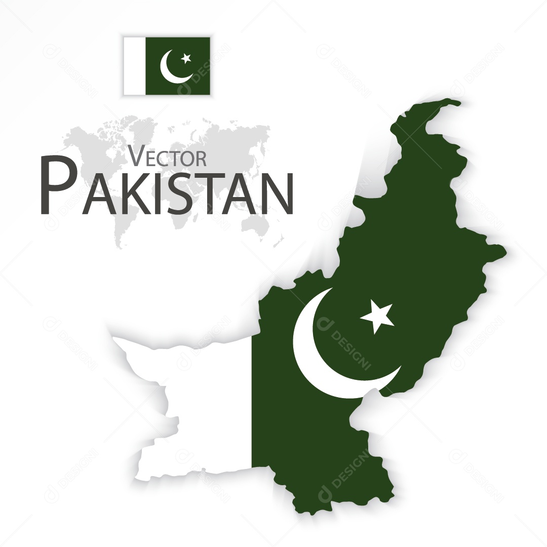 Mapa do Paquistão Ilustração Vetor EPS