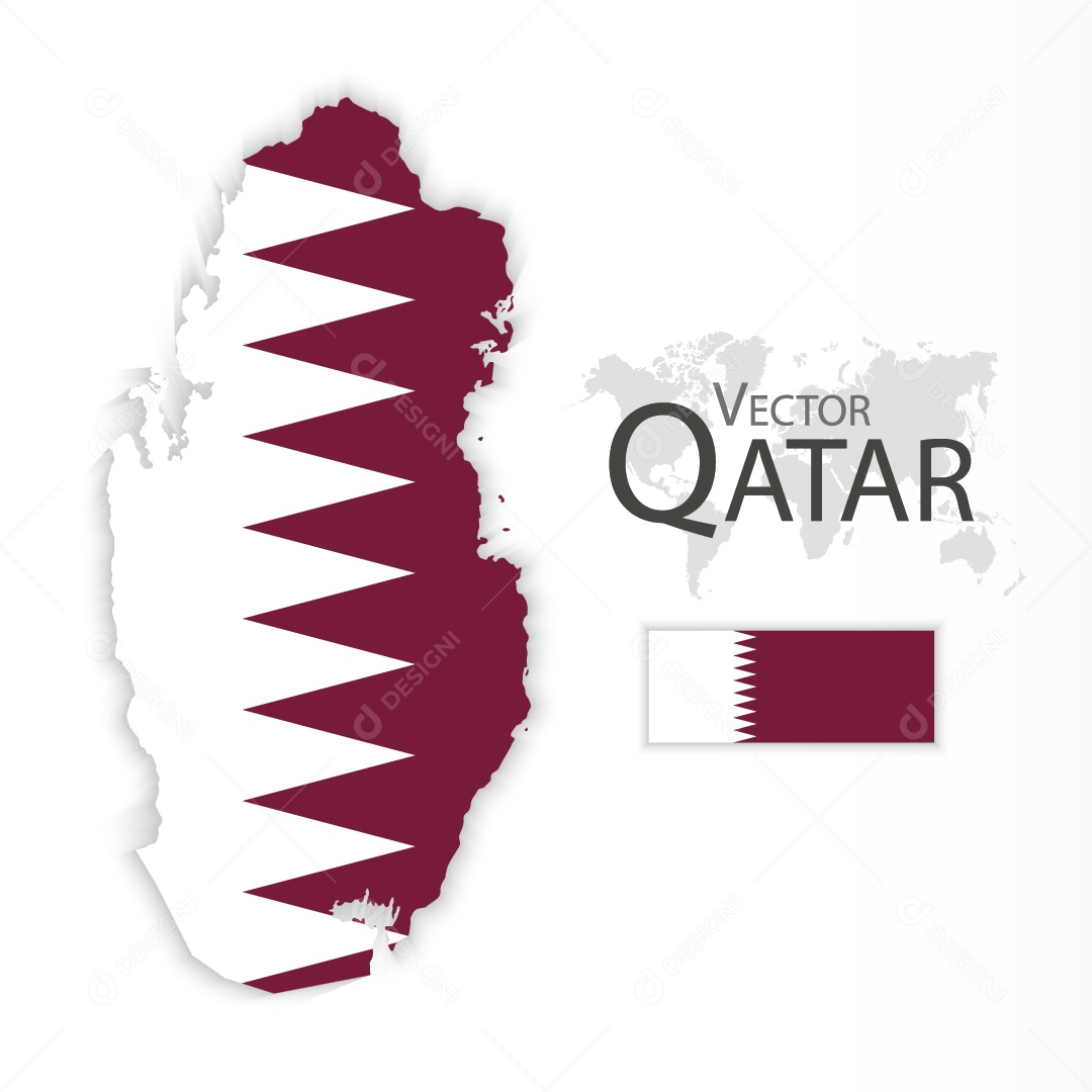 Mapa do Qatar Ilustração Vetor EPS