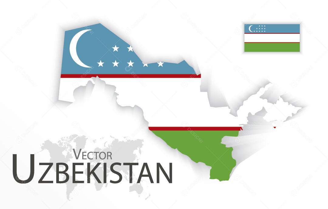 Mapa do Uzbequistão Ilustração Vetor EPS