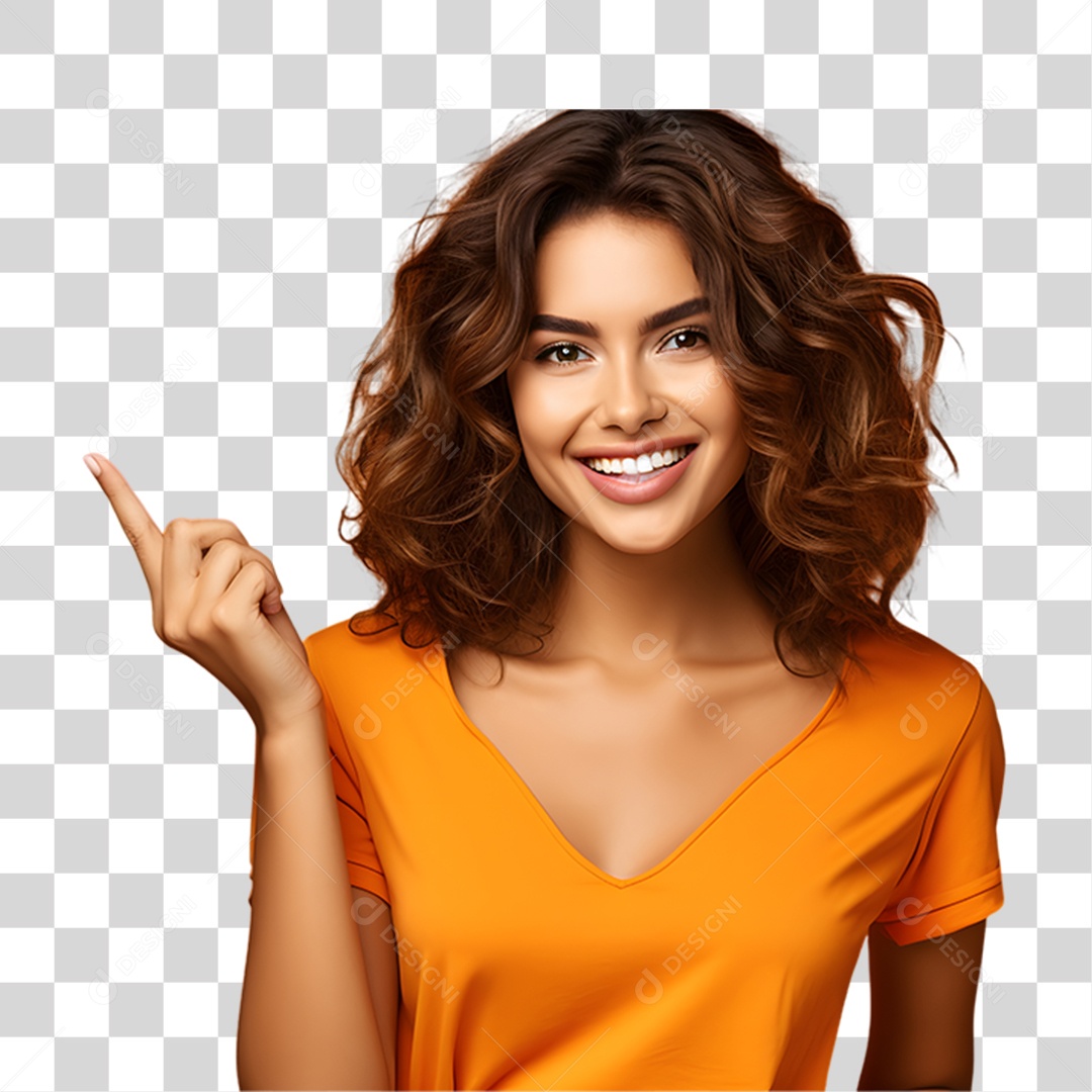 Mulher Vestida em Blusa Alaranjada para Conscientização da Esclerose PNG Transparente