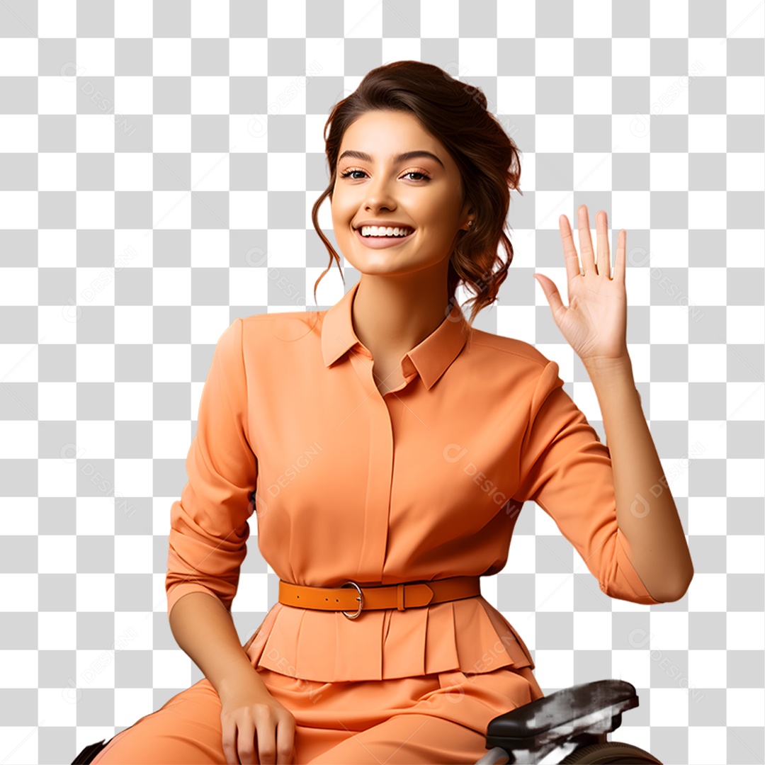 Mulher Vestida em Blusa Alaranjada para Conscientização da Esclerose PNG Transparente