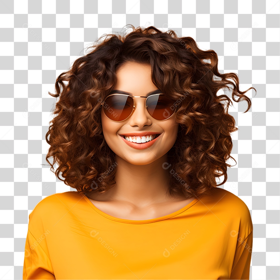 Mulher Vestida em Blusa Alaranjada para Conscientização da Esclerose PNG Transparente