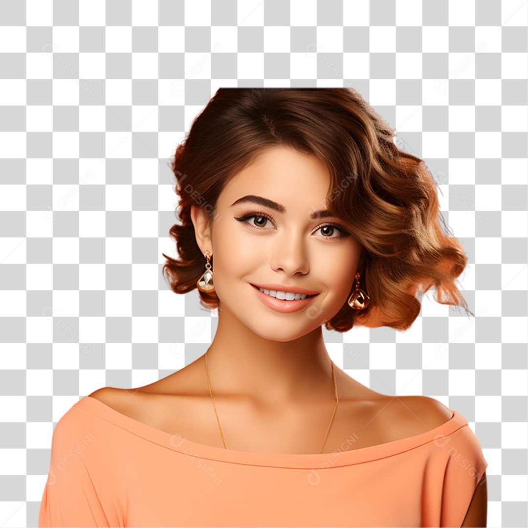 Mulher Vestida em Blusa Alaranjada para Conscientização da Esclerose PNG Transparente