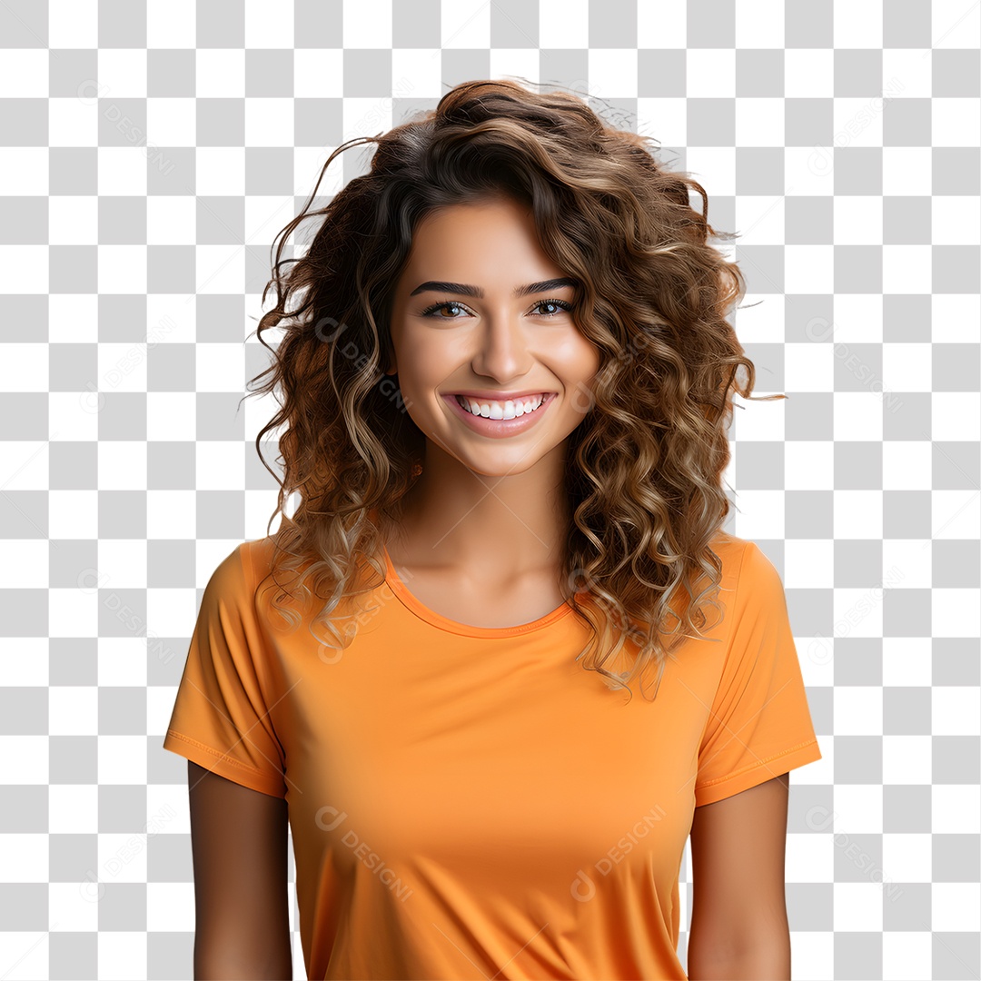 Mulher Vestida em Blusa Alaranjada para Conscientização da Esclerose PNG Transparente