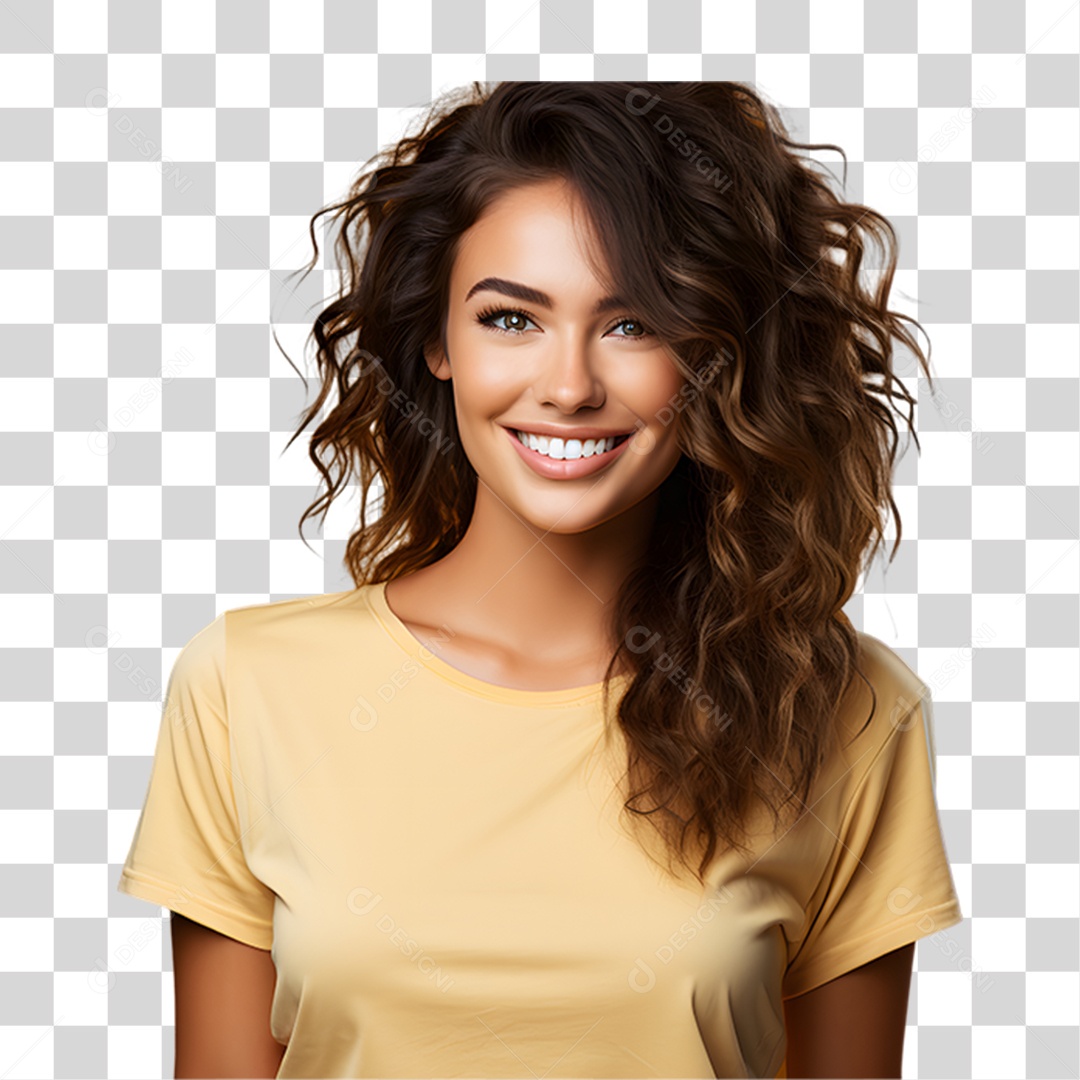 Mulher Vestida em Blusa Amarela para Conscientização da Esclerose PNG Transparente