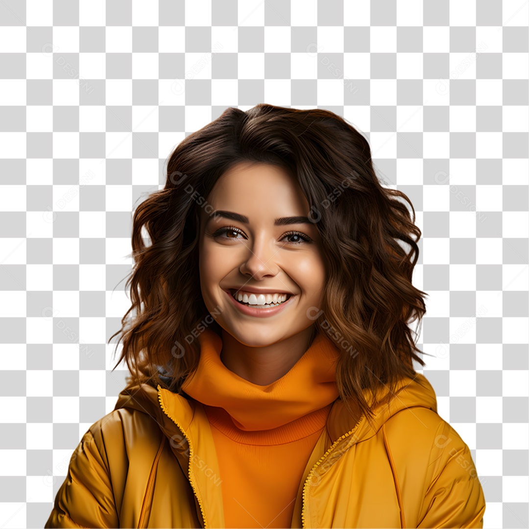 Mulher Vestida em Blusa Alaranjada para Conscientização da Esclerose PNG Transparente