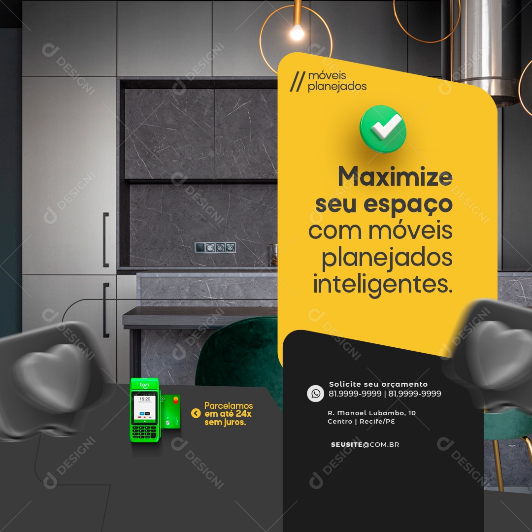 Maximize seu Espaço com Móveis Planejado Inteligentes Social Media PSD Editável