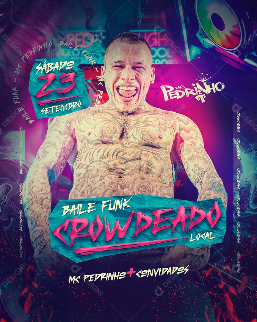 Social Media Flyer Feed Baile Funk Mc Pedrinho PSD Editável
