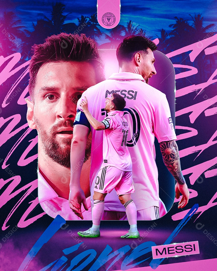 Social Media Flyer Futebol Jogador Messi PSD Editável