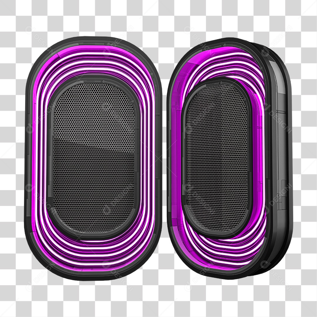 Elemento 3D Neon Roxo Caixa de Som PNG Transparente