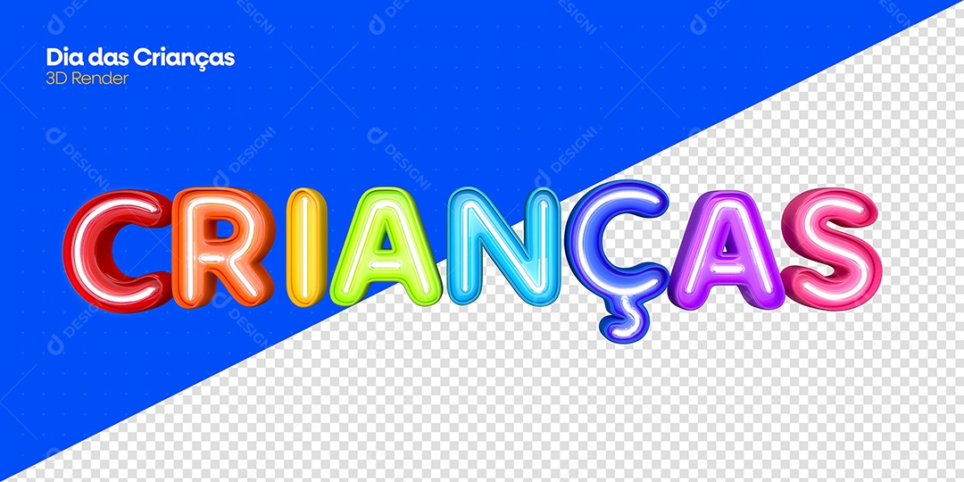 Texto 3D Crianças Colorido Para Composição PSD