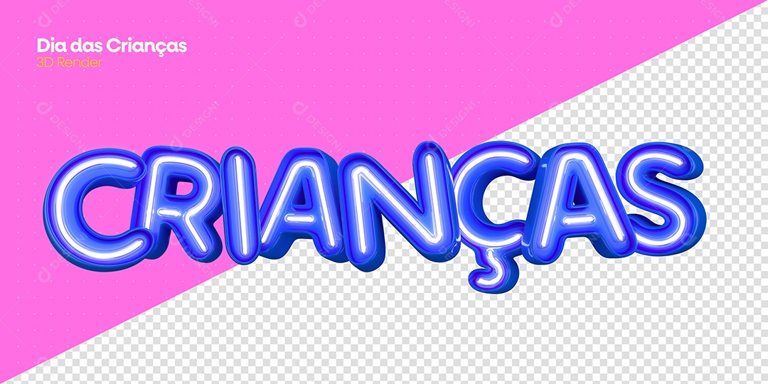 Texto 3D Crianças Azul Para Composição PSD