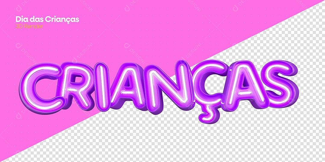 Texto 3D Crianças Roxo Para Composição PSD