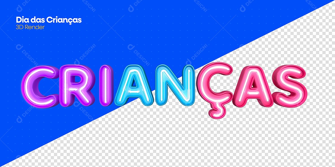 Texto 3D Crianças Colorido Para Composição PSD