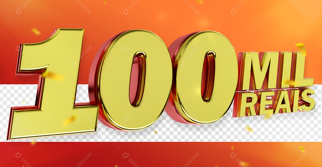 Selo 3D 100 Mil Reais Dourado para Composição PSD