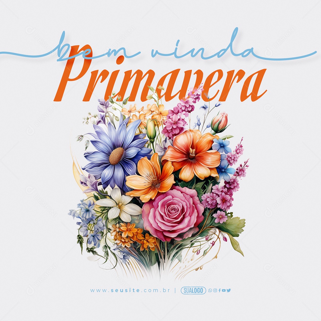 Bem Vinda Primavera Social Media PSD Editável