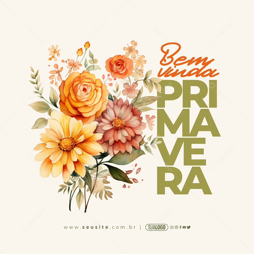 Social Media Bem Vinda Primavera PSD Editável