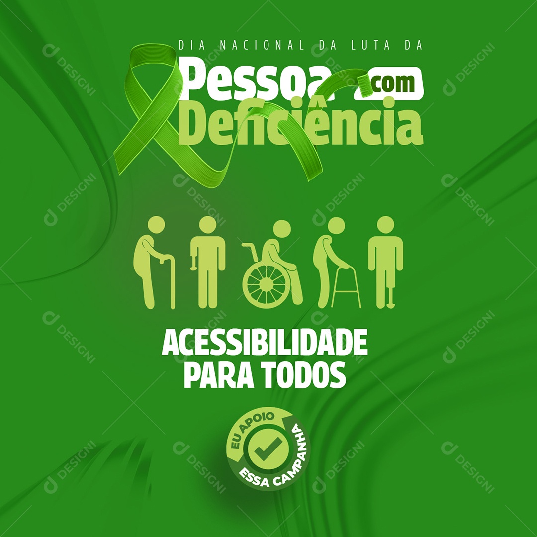 Social Media Acessibilidade Para Todos Dia Nacional Da Luta Da Pessoa Com Deficiência PSD Editável