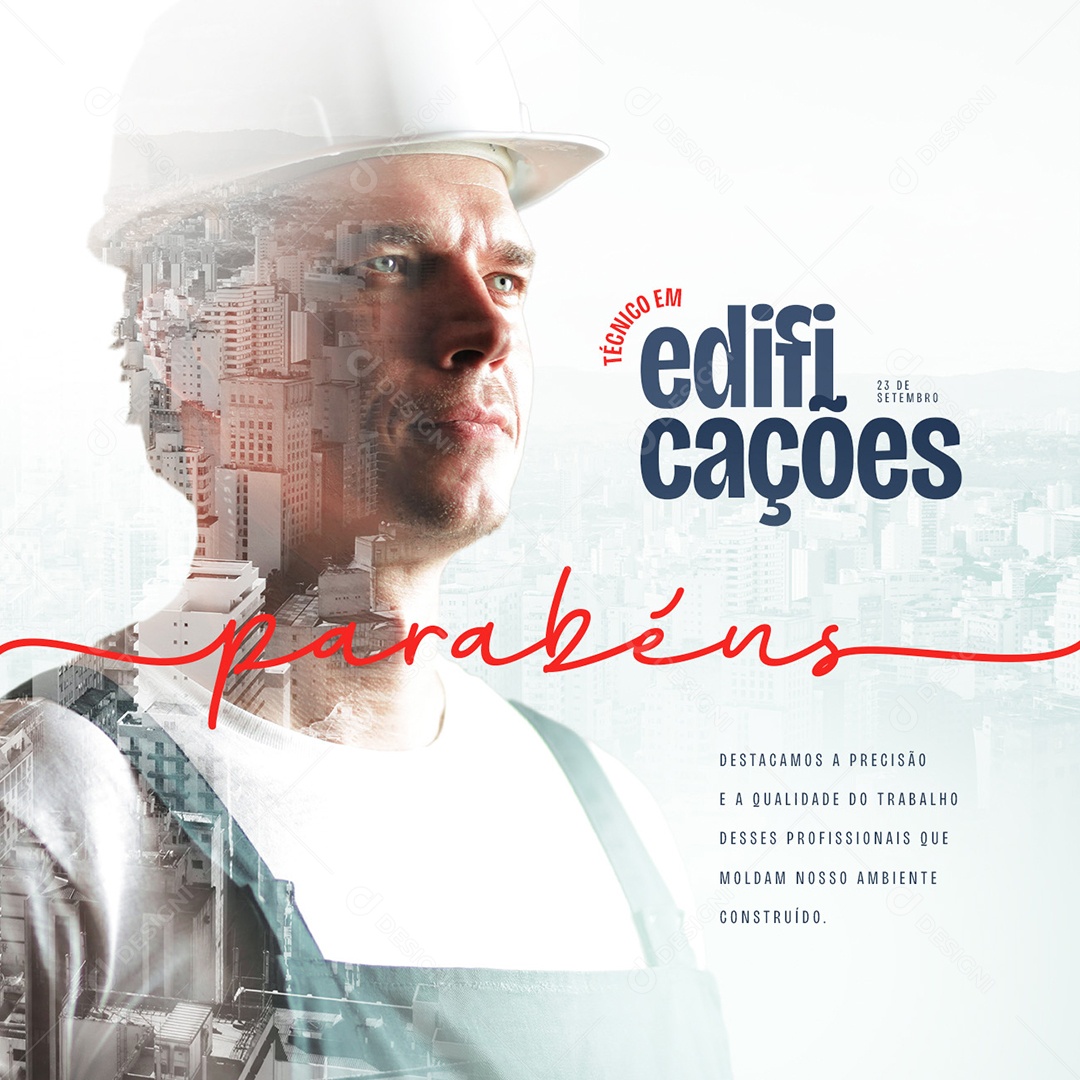 Social Media 23 De Setembro Técnico Em Edificações Parabéns PSD Editável