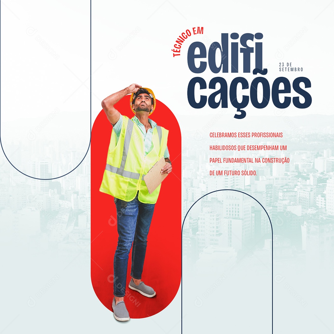 Profissionais Habilidosos Técnico Em Edificações Social Media PSD Editável