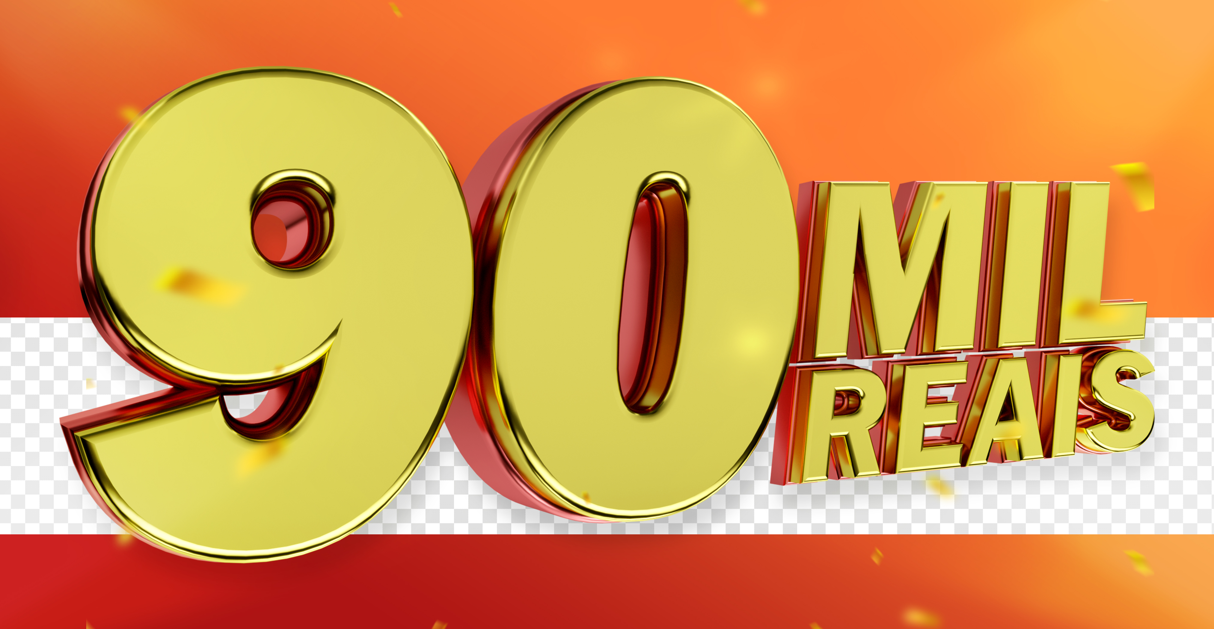 Selo 3D 90 Mil Reais Dourado para Composição PSD