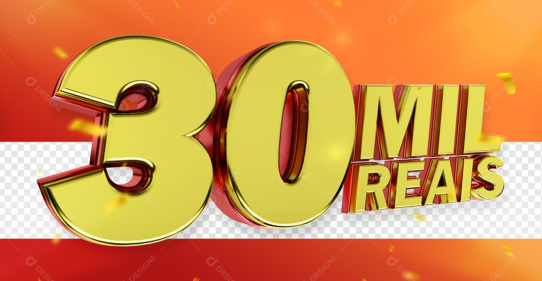Selo 3D 30 Mil Reais Dourado para Composição PSD
