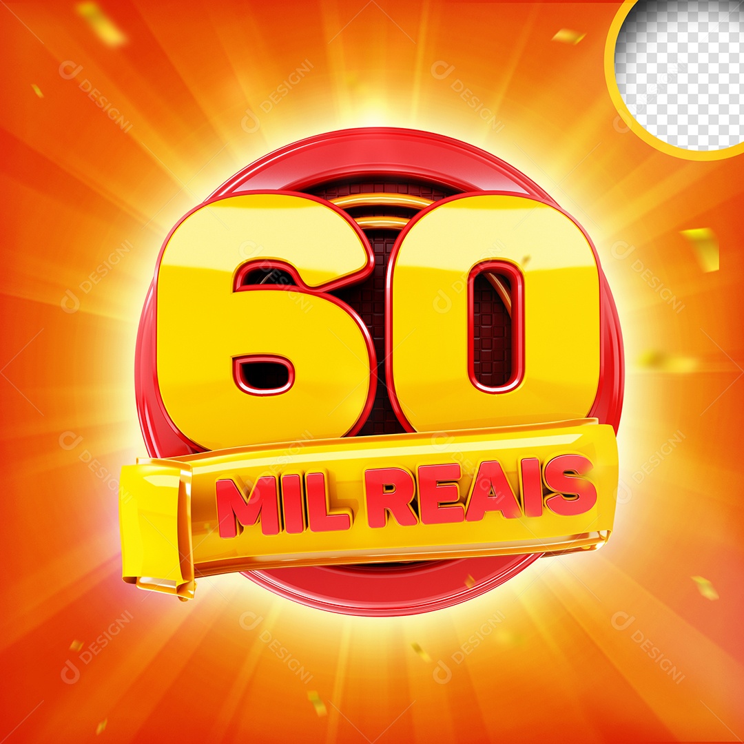 60 Thousand Reais Red Gold 3D Stamp for PSD Composition