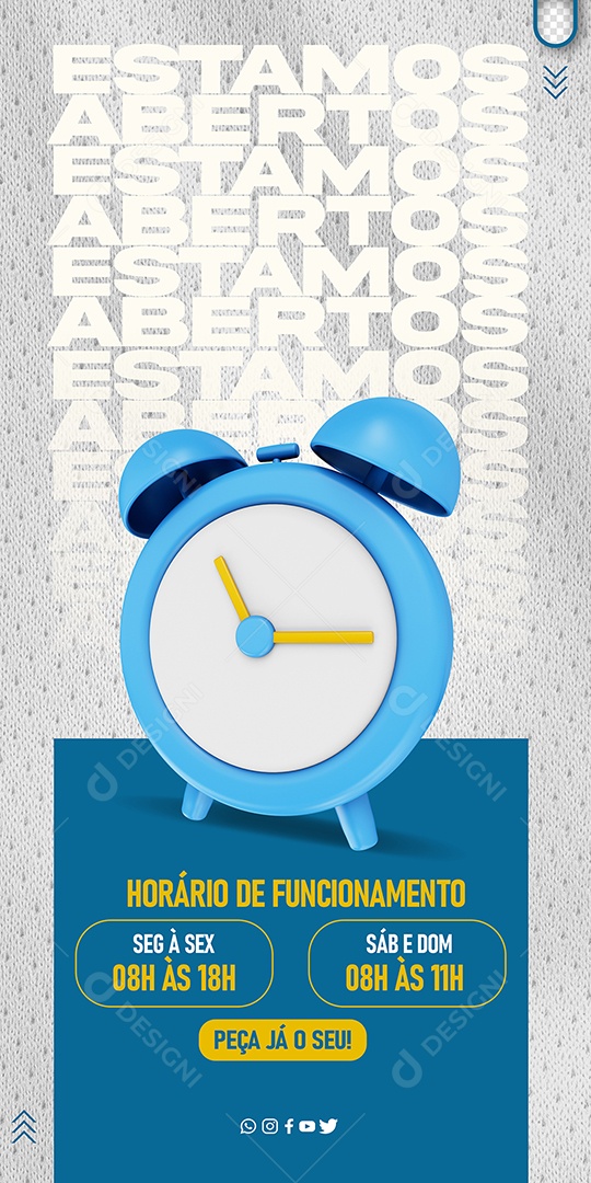 Story  Horário De Funcionamento Estamos Aberto Social Media PSD Editável