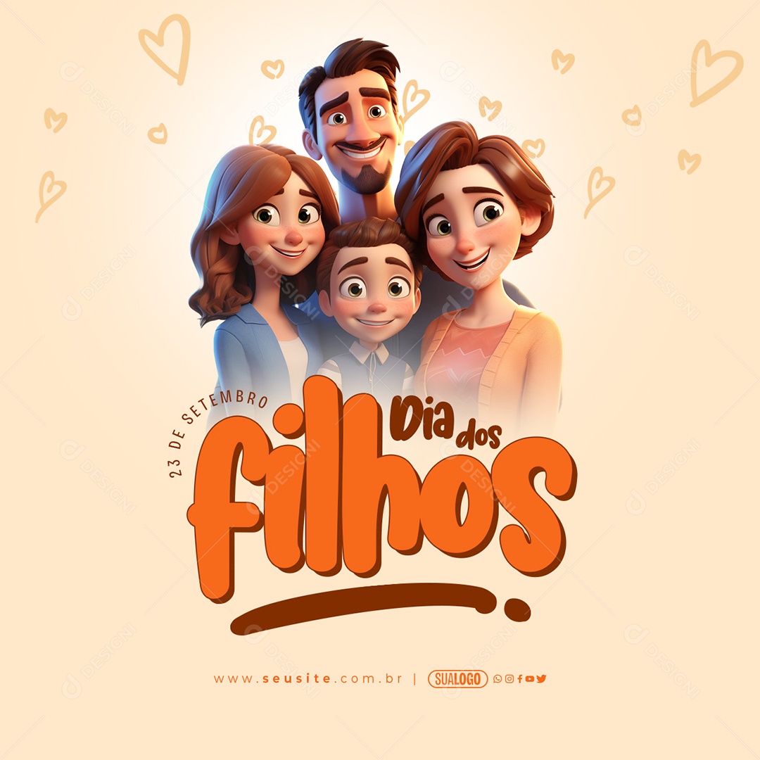 Social Media Dia Dos Filhos 23 De Setembro PSD Editável