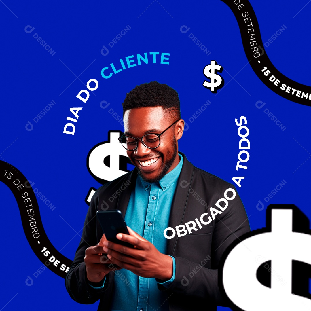 Dia Do Cliente Obrigado a Todos Social Media PSD Editável