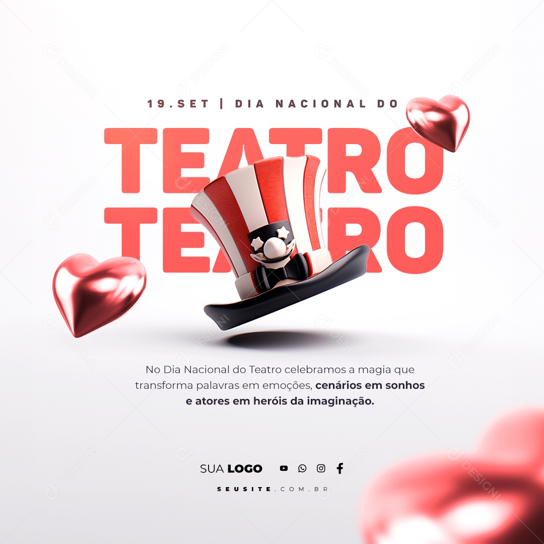 Dia Nacional Do Teatro 19 de Setembro Social Media PSD Editável