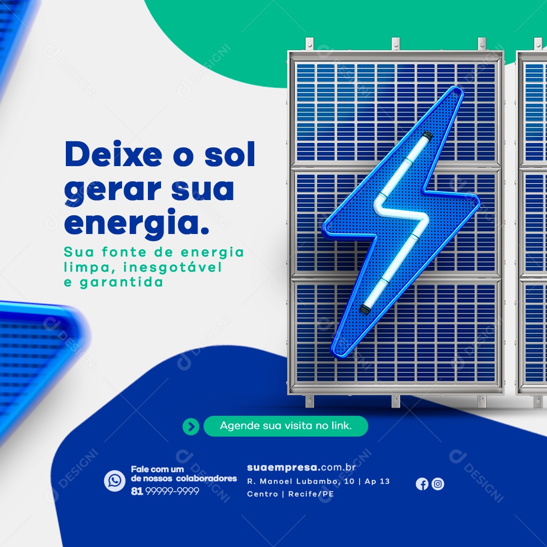 Energia Solar Deixe o Sol Gerar sua Energia Social Media PSD Editável