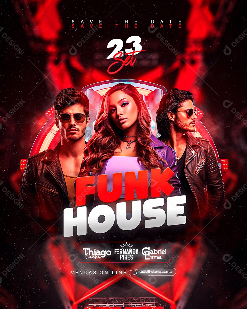 Flyer Funk House Thiago Cunha Fernanda Pires Gabriel Lima Social Media PSD Editável