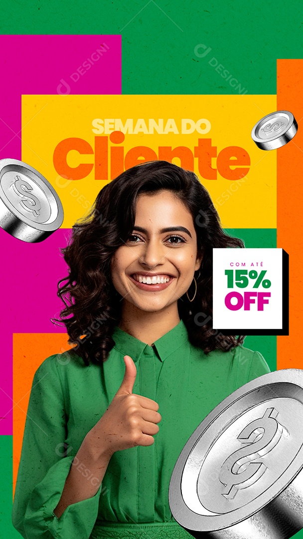 Story Semana do Cliente com Até 15% Off Social Media PSD Editável