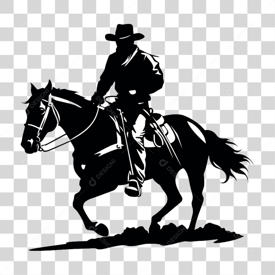 Cowboy Cavalgando PNG Transparente