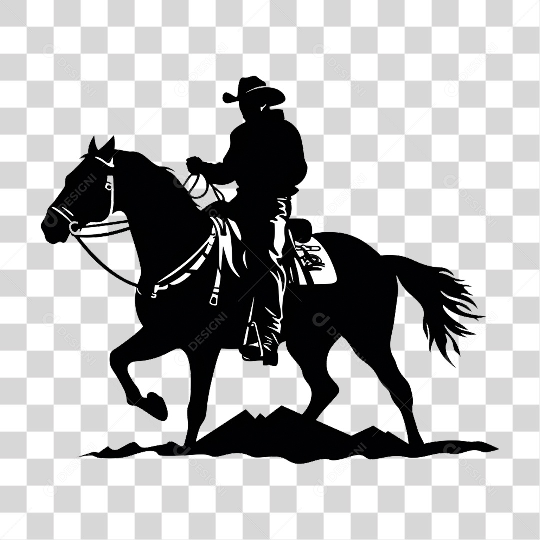Cowboy Cavalgando PNG Transparente