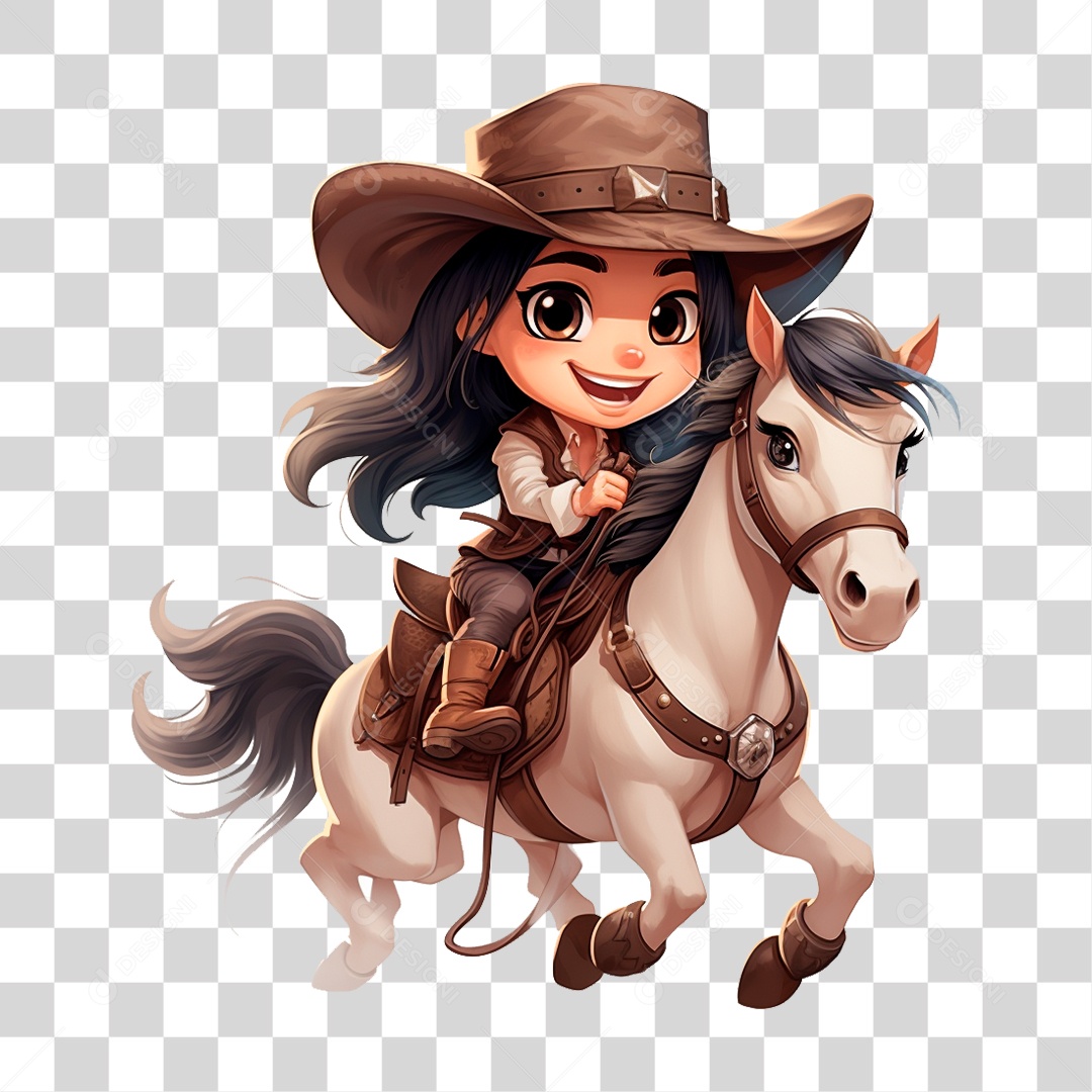 Menina Cavalgando Desenho PNG Transparente