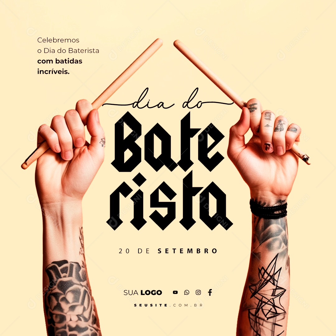 Celebremos o Dia do Baterista com Batidas Incríveis Social Media PSD Editável